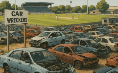 Car wreckers near Wiri cricket tournament venue, Auckland 2104
